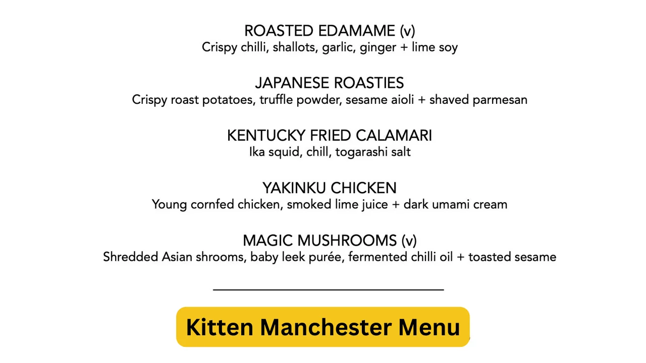 Kitten Manchester Menu
