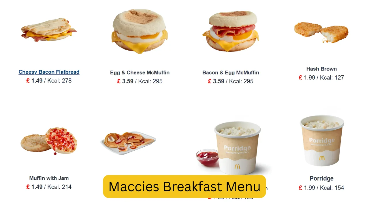 Maccies Breakfast Menu