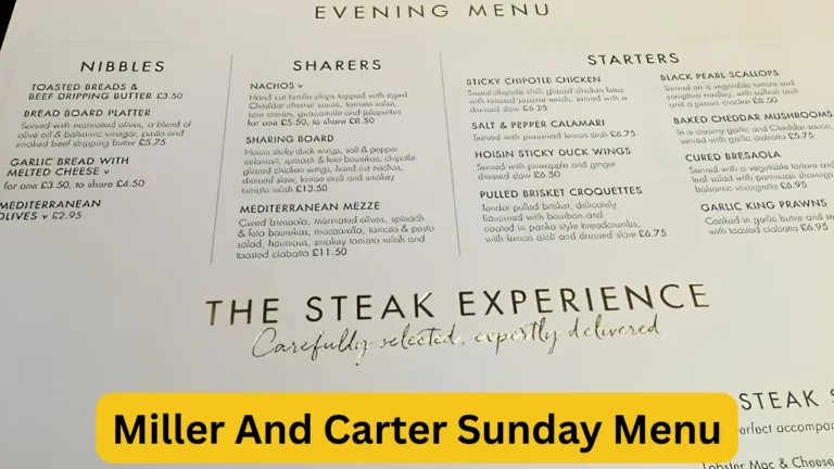Miller And Carter Sunday Menu