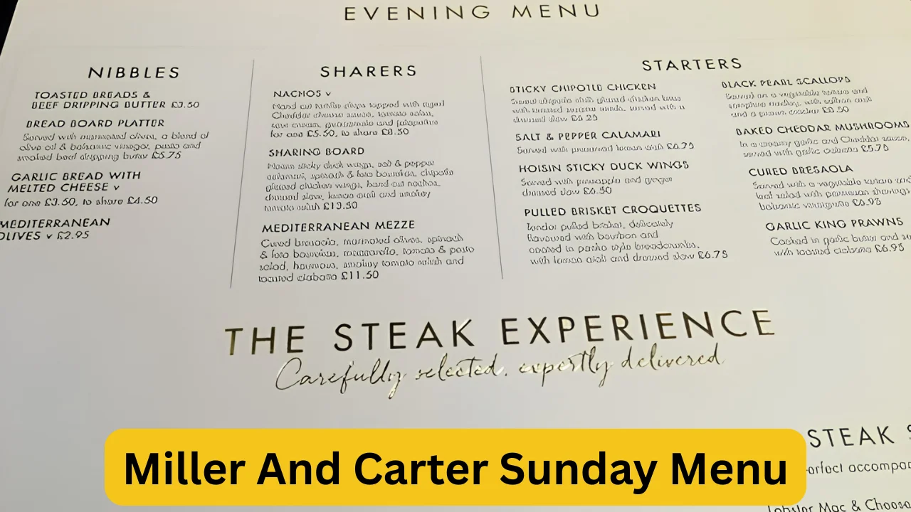 Miller And Carter Sunday Menu