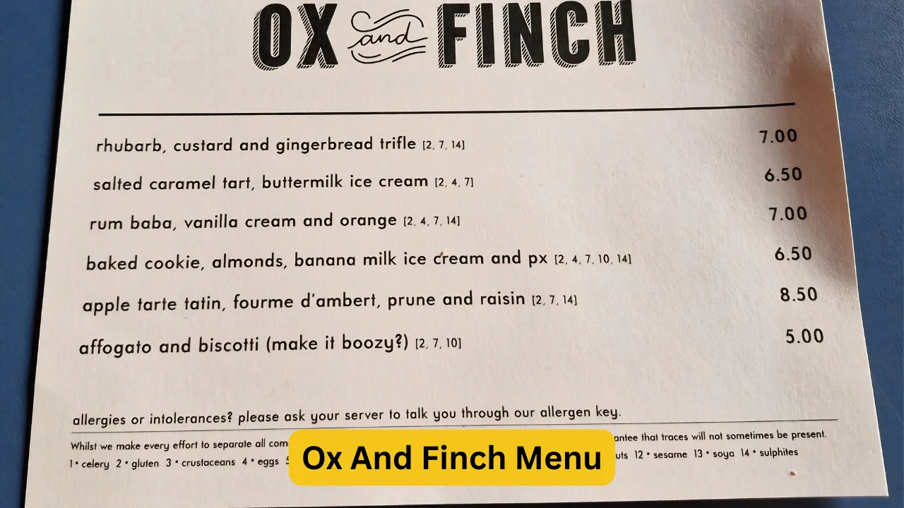Ox And Finch Menu