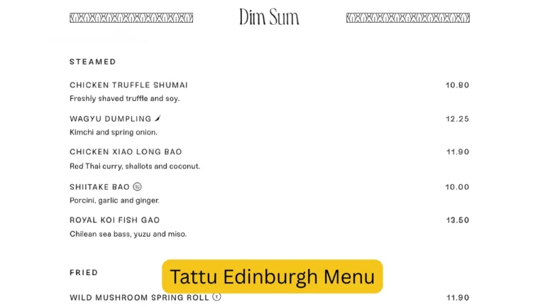 Tattu Edinburgh Menu