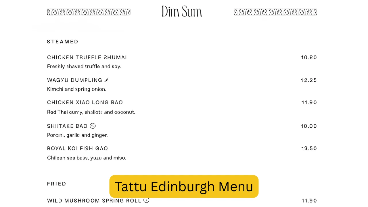 Tattu Edinburgh Menu