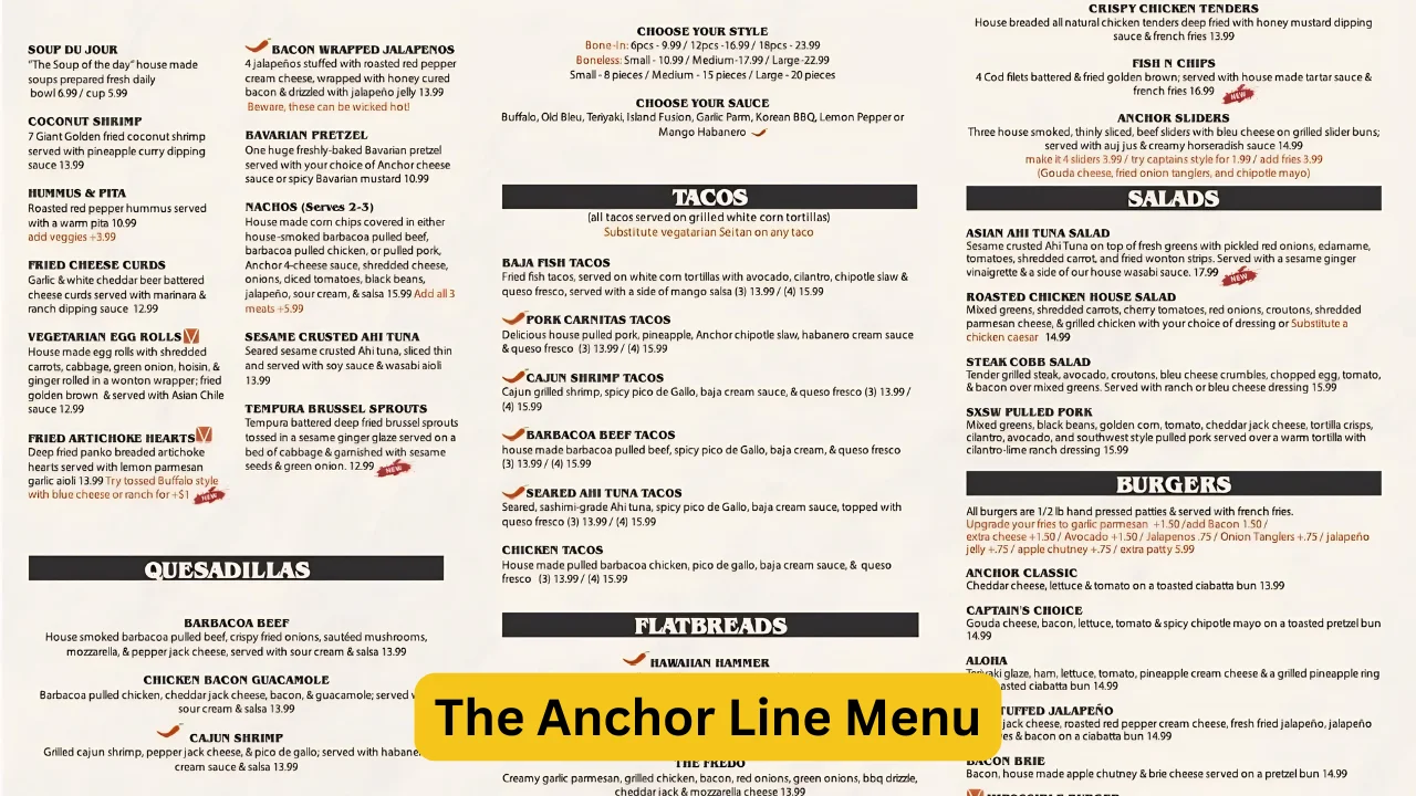 The Anchor Line Menu