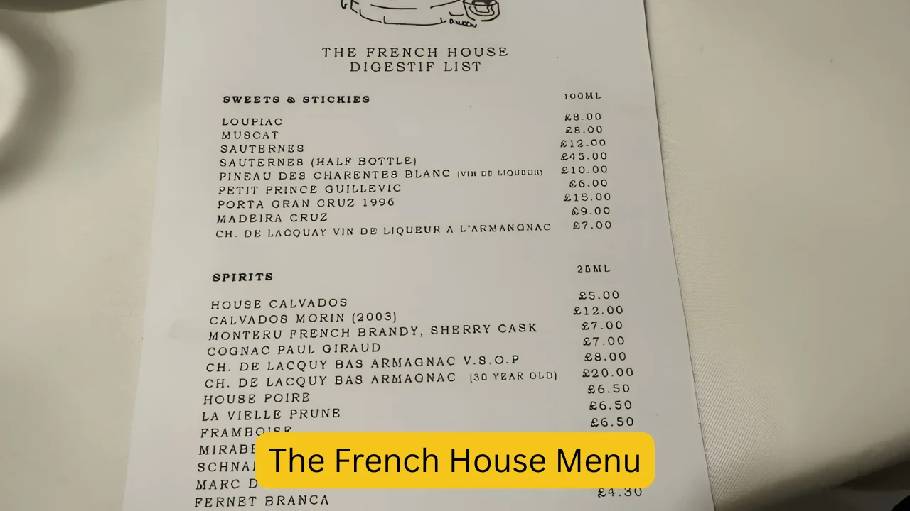 The French House Menu