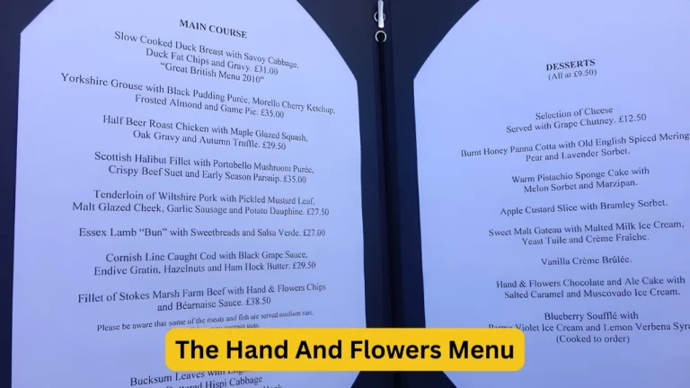 The Hand And Flowers Menu