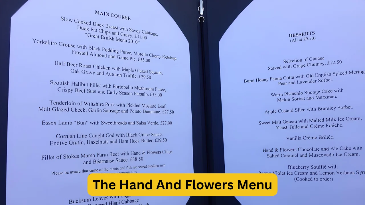 The Hand And Flowers Menu