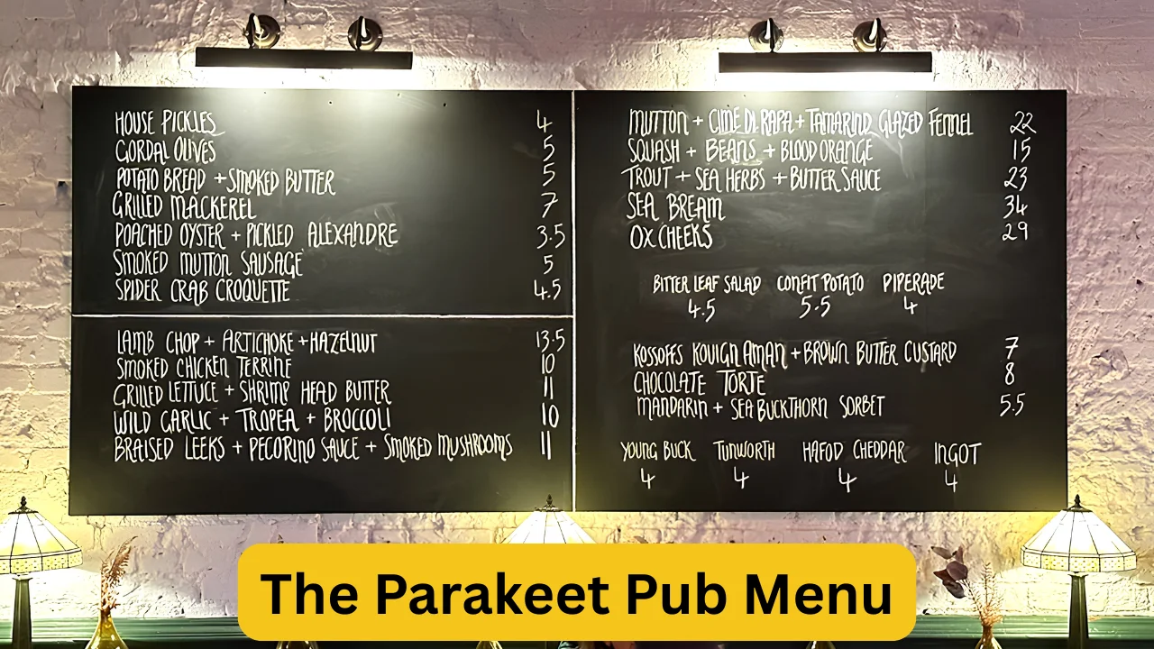 The Parakeet Pub Menu