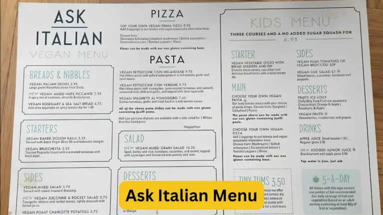 Ask Italian Menu