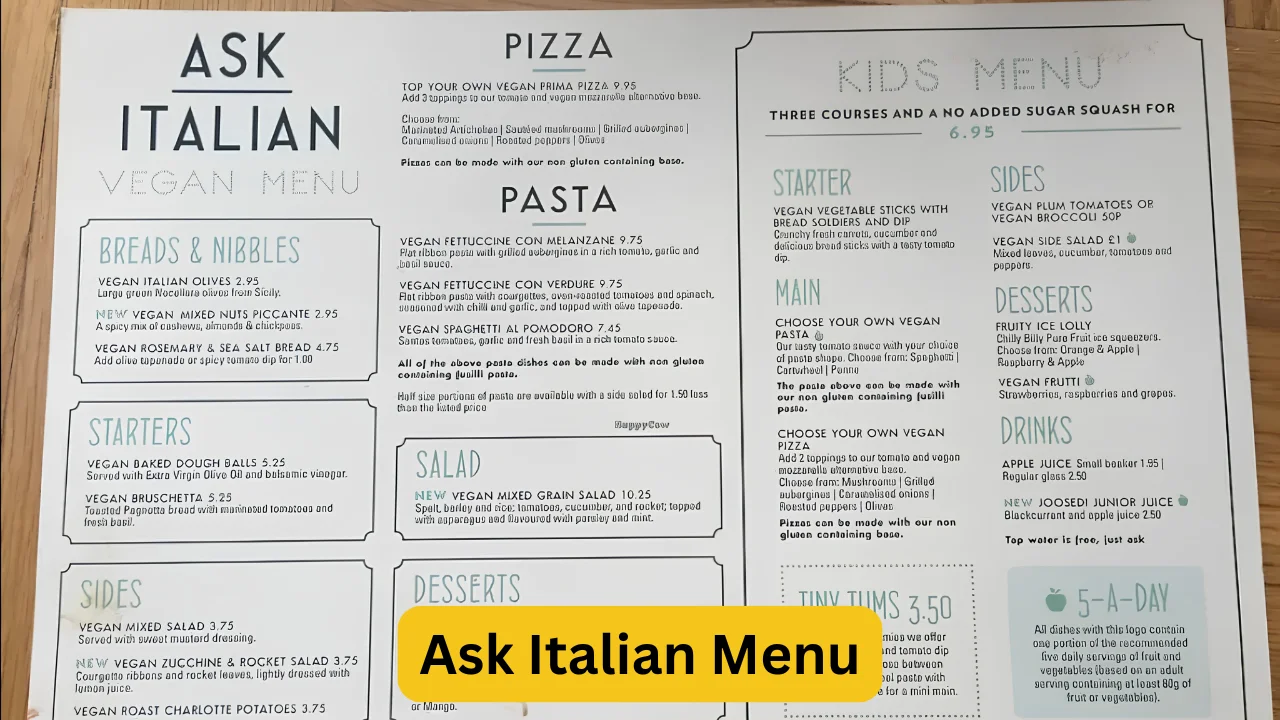 Ask Italian Menu
