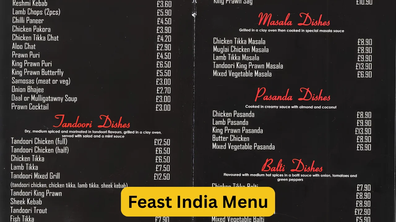 Feast India Menu