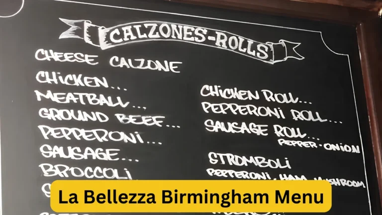 La Bellezza Birmingham Menu