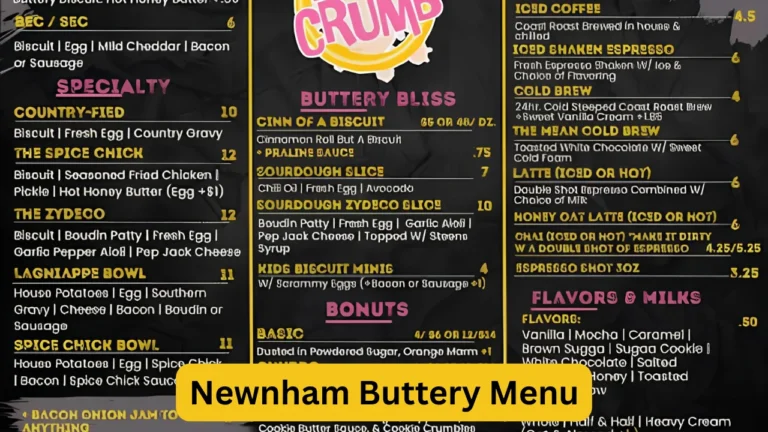 Newnham Buttery Menu