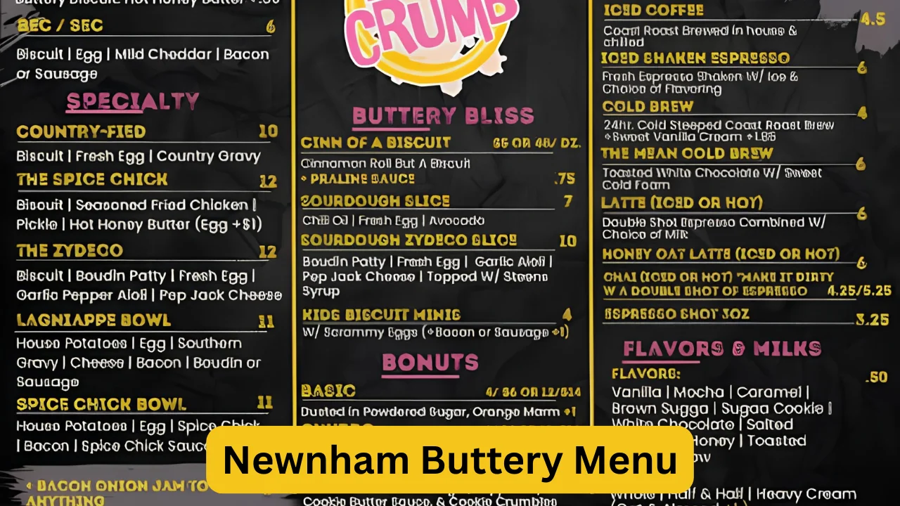 Newnham Buttery Menu