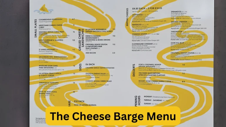 The Cheese Barge Menu