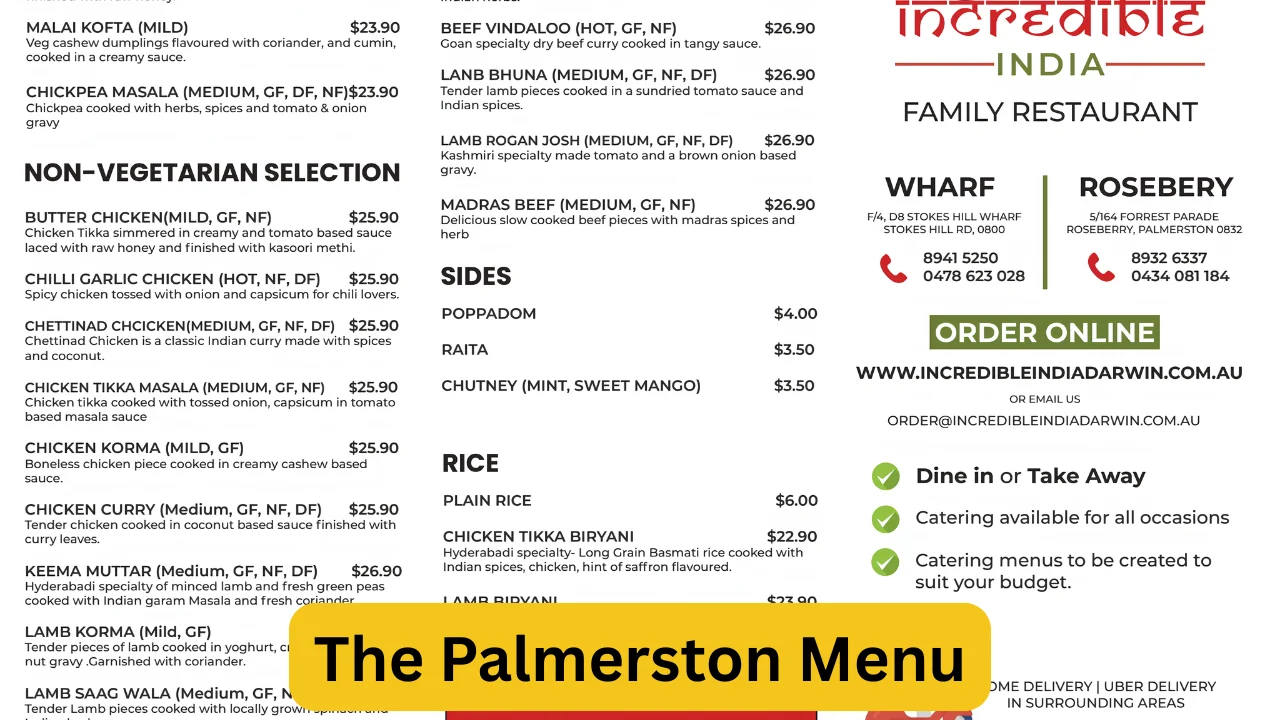 The Palmerston Menu