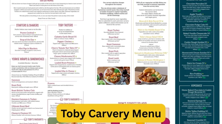 Toby Carvery Menu