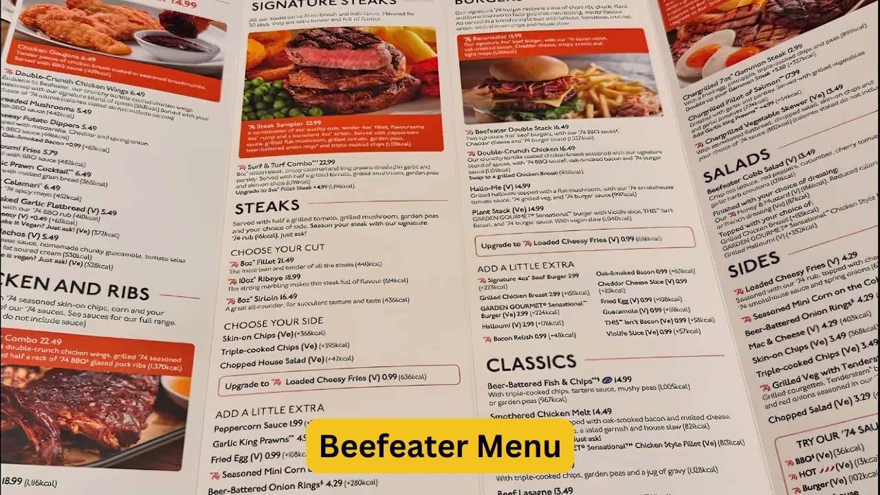 Beefeater Menu