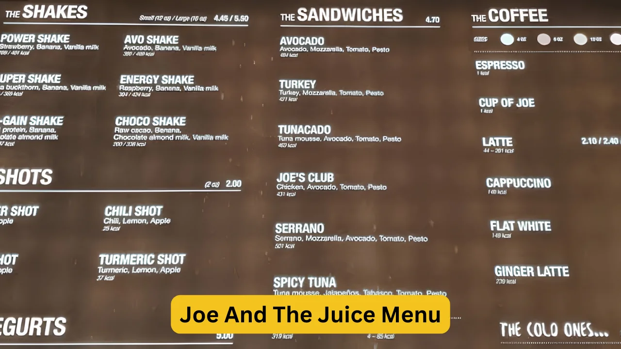 Joe And The Juice Menu