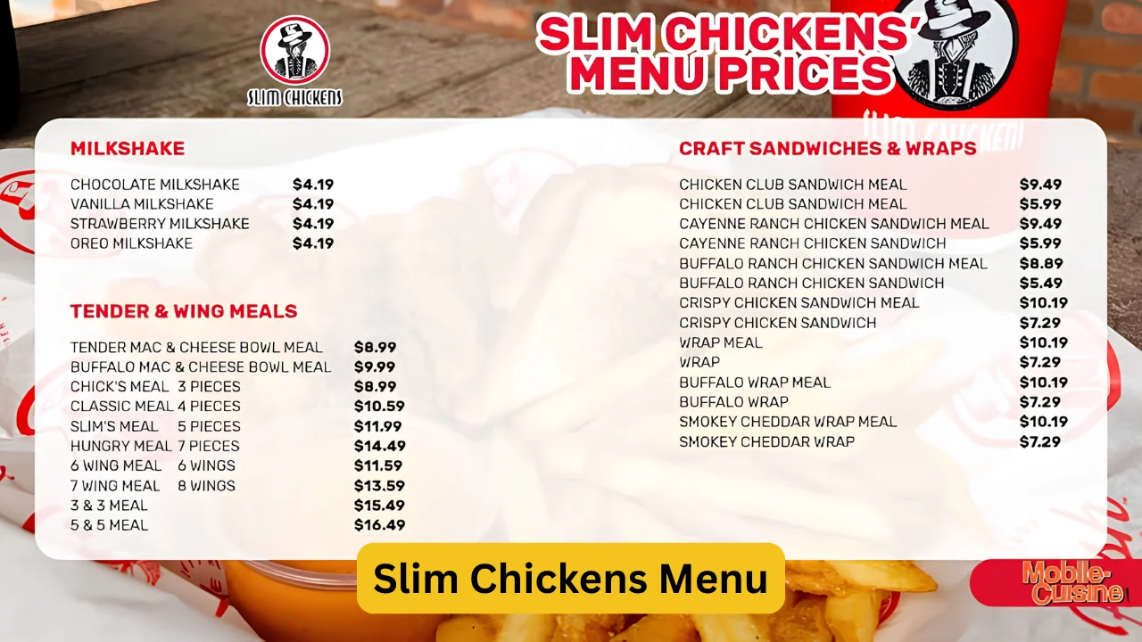 Slim Chickens Menu