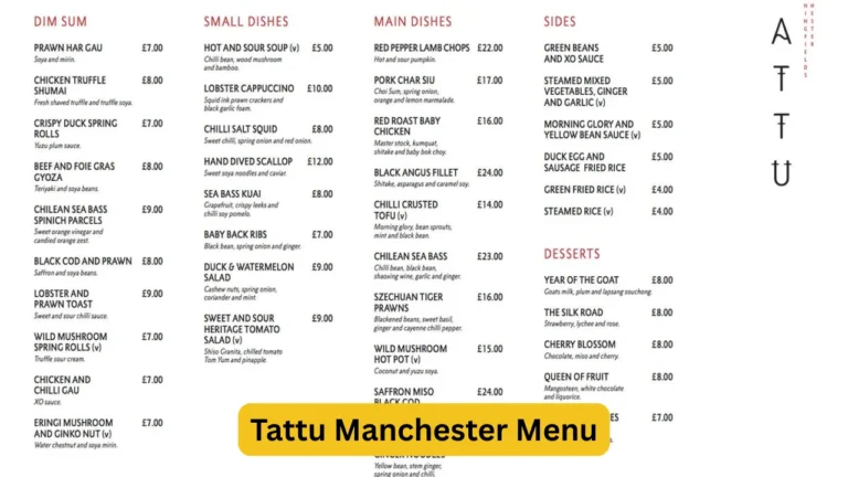 Tattu Manchester Menu