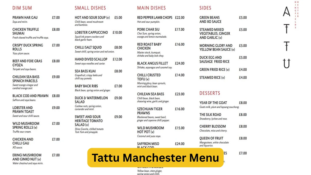 Tattu Manchester Menu